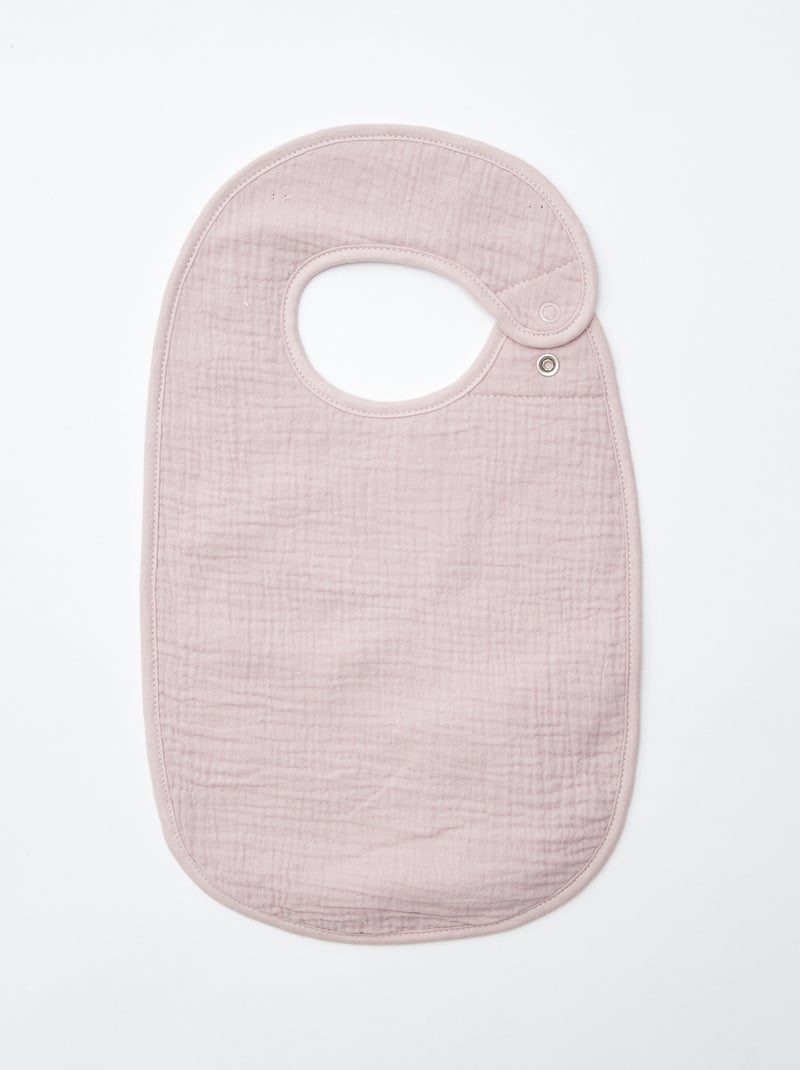 Pack de 3 baberos de gasa de algodón con forro de rizo ROSA - Kiabi