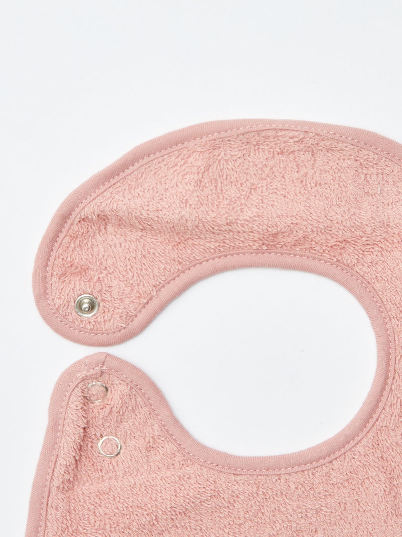 Pack de 3 baberos de gasa de algodón con forro de rizo ROSA - Kiabi