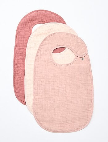 Pack de 3 baberos de gasa de algodón con forro de rizo