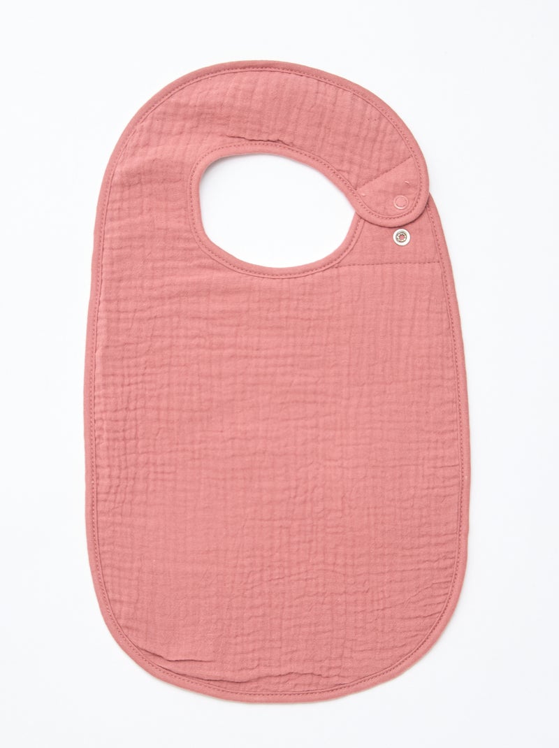 Pack de 3 baberos de gasa de algodón con forro de rizo Rosa - Kiabi