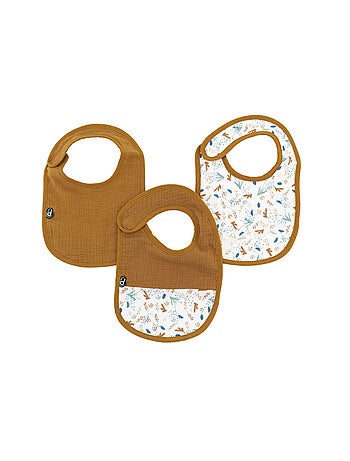 Pack de 3 baberos de muselina con motivos vegetales