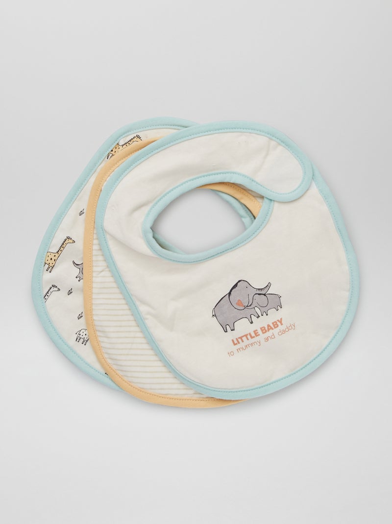 Pack de 3 baberos de rizo de forma redonda BLANCO - Kiabi