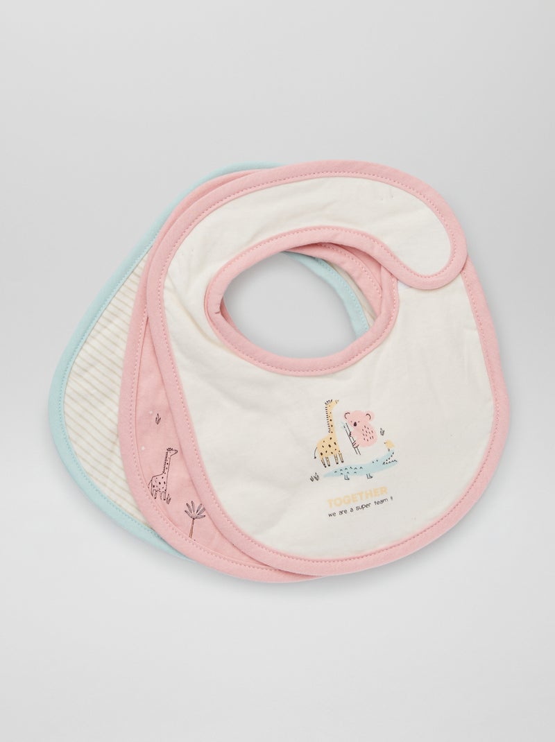 Pack de 3 baberos de rizo de forma redonda ROSA - Kiabi