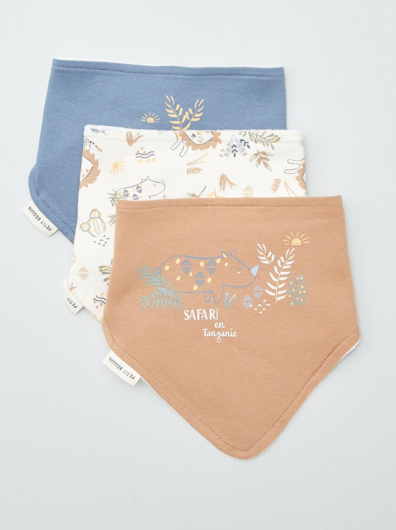 Pack de 3 baberos en forma de bandana.   - BEIGE - Kiabi
