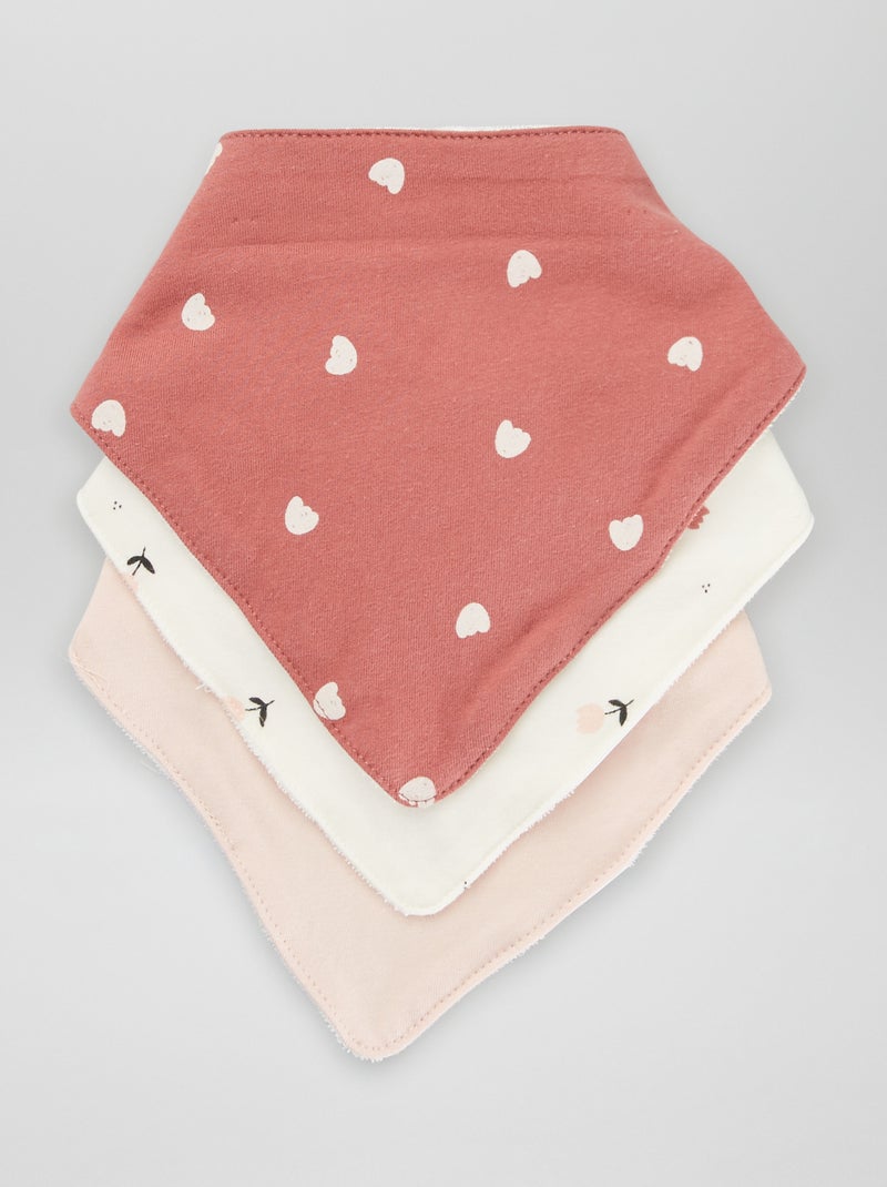 Pack de 3 baberos triangulares ROSA - Kiabi