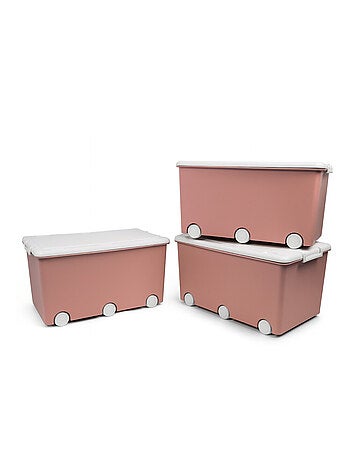Pack de 3 baúles de almacenamiento PLAYBOX maxi con ruedas Thermobaby