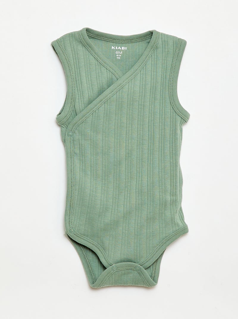 Pack de 3 bodies acanalados Verde - Kiabi