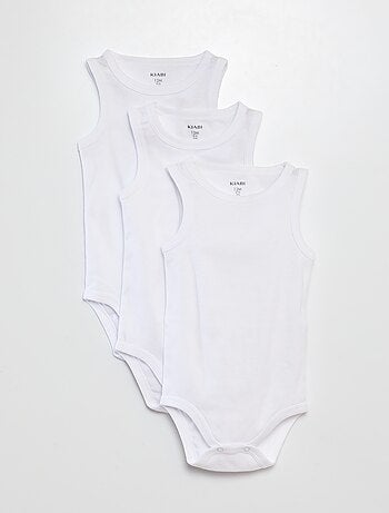 Pack de 3 bodies blancos con tirantes anchos