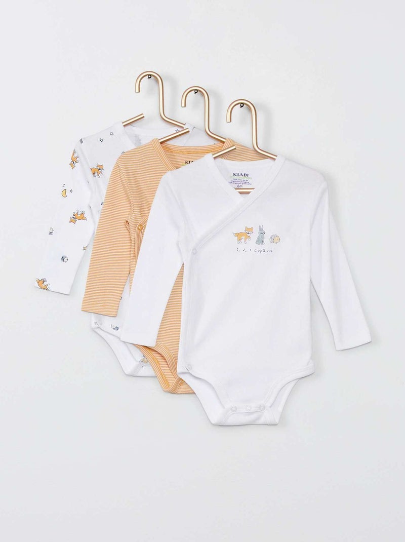 Pack de 3 bodies cruzados amarillo - Kiabi