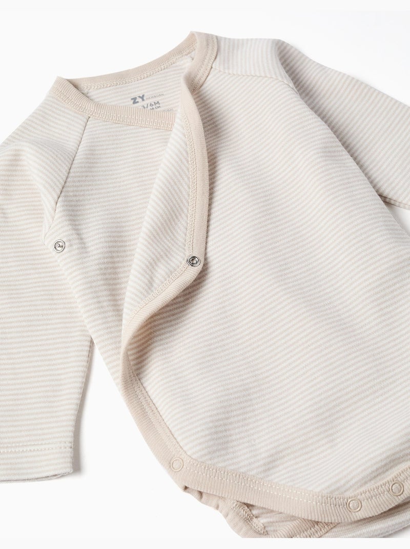 Pack de 3 bodies cruzados de manga larga de algodón Blanco - Kiabi