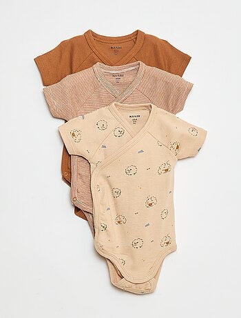 Pack de 3 bodies cruzados evolutivos de manga corta