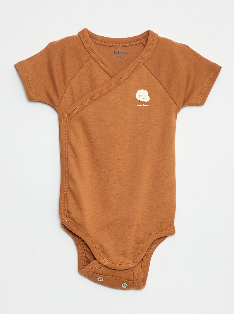 Pack de 3 bodies cruzados evolutivos de manga corta Beige - Kiabi