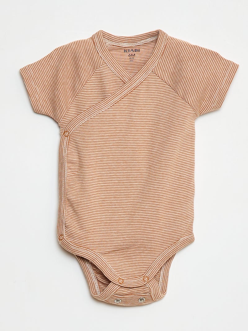 Pack de 3 bodies cruzados evolutivos de manga corta Beige - Kiabi