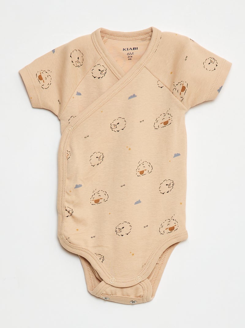 Pack de 3 bodies cruzados evolutivos de manga corta Beige - Kiabi