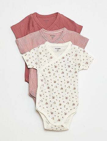 Pack de 3 bodies cruzados evolutivos de manga corta