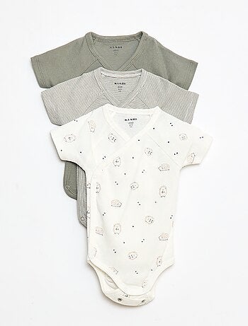 Pack de 3 bodies cruzados evolutivos de manga corta