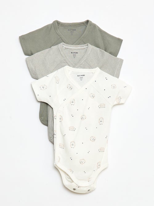 Pack de 3 bodies cruzados evolutivos de manga corta - Kiabi