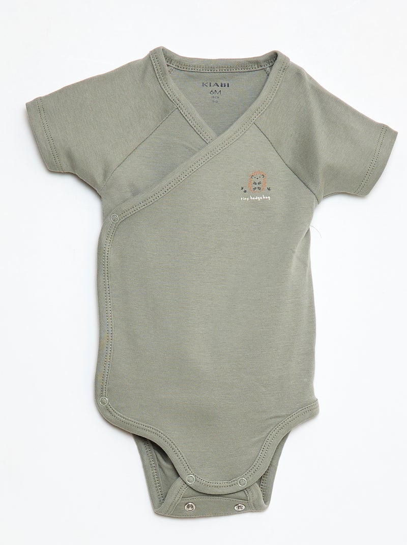 Pack de 3 bodies cruzados evolutivos de manga corta Verde - Kiabi