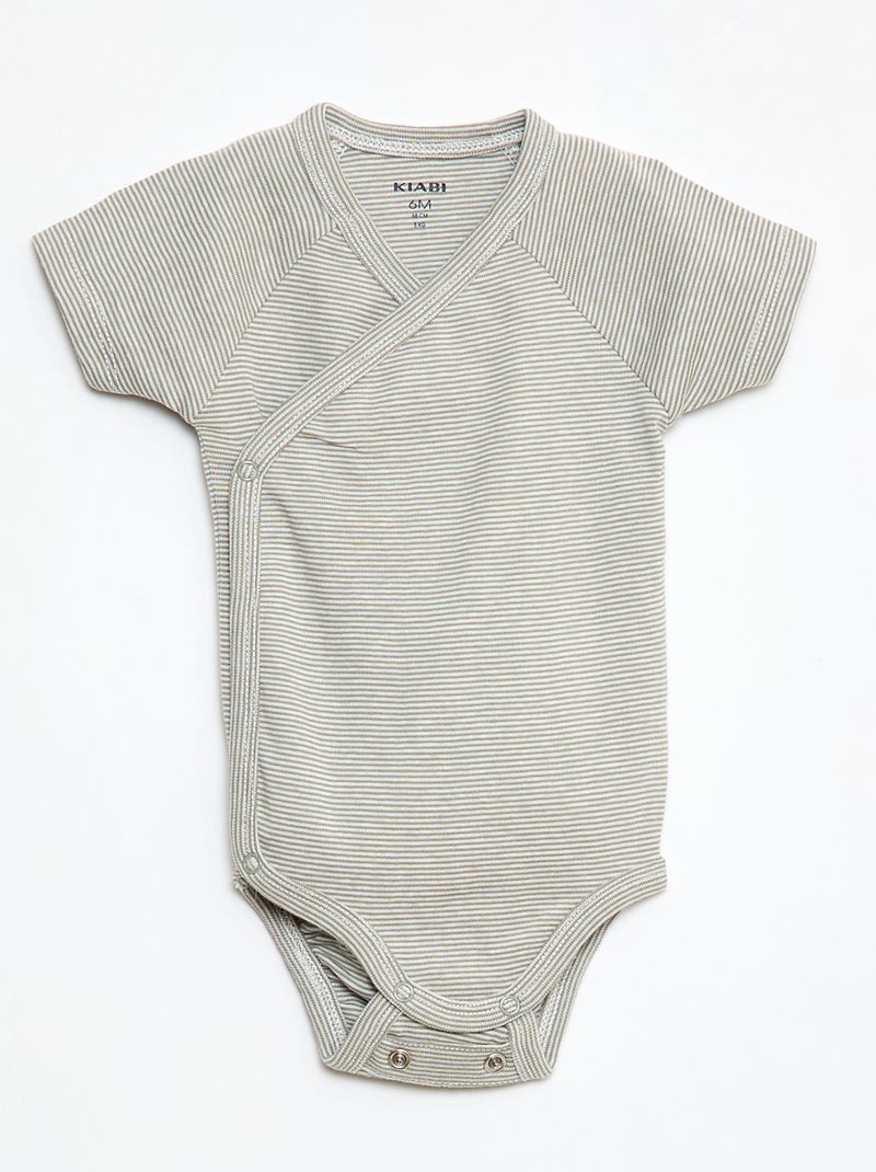 Pack de 3 bodies cruzados evolutivos de manga corta Verde - Kiabi