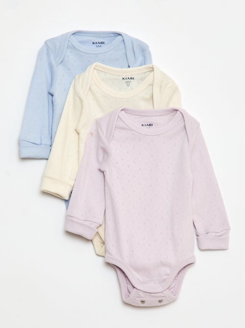 Pack de 3 bodies cuello americano y manga larga - Kiabi