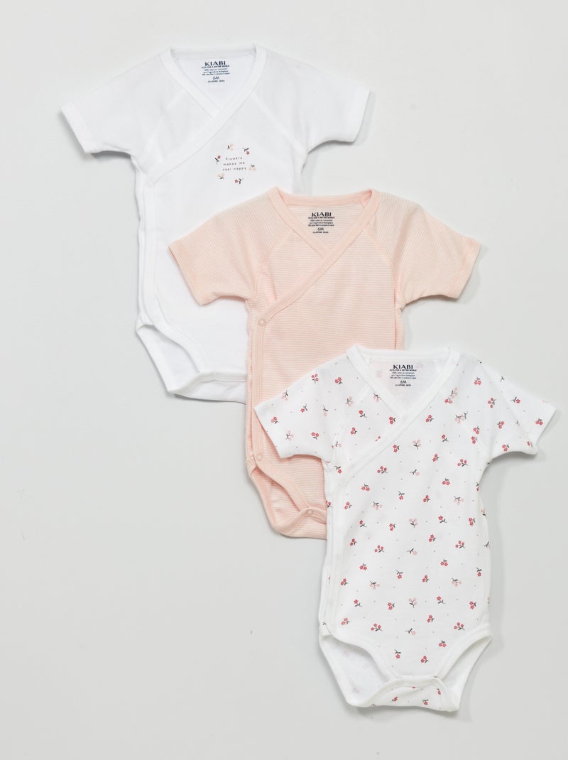 Pack de 3 bodies de algodón BLANCO - Kiabi