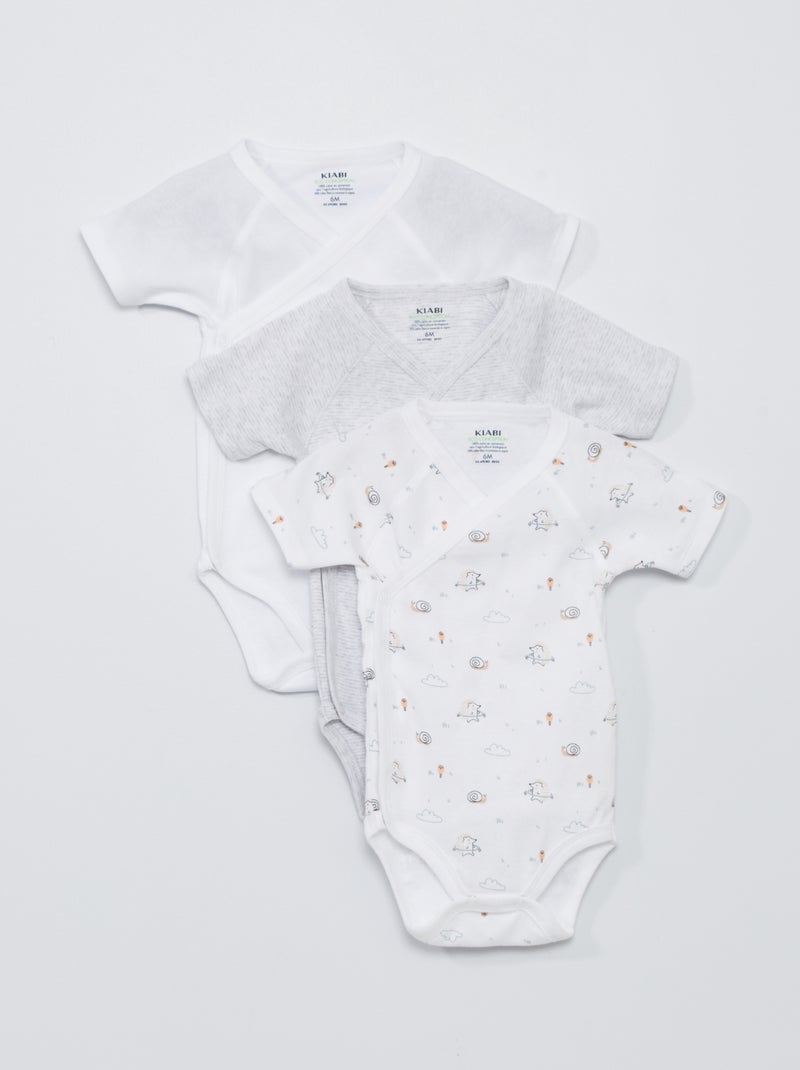 Pack de 3 bodies de algodón BLANCO - Kiabi