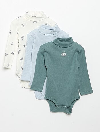 Pack de 3 bodies de cuello vuelto