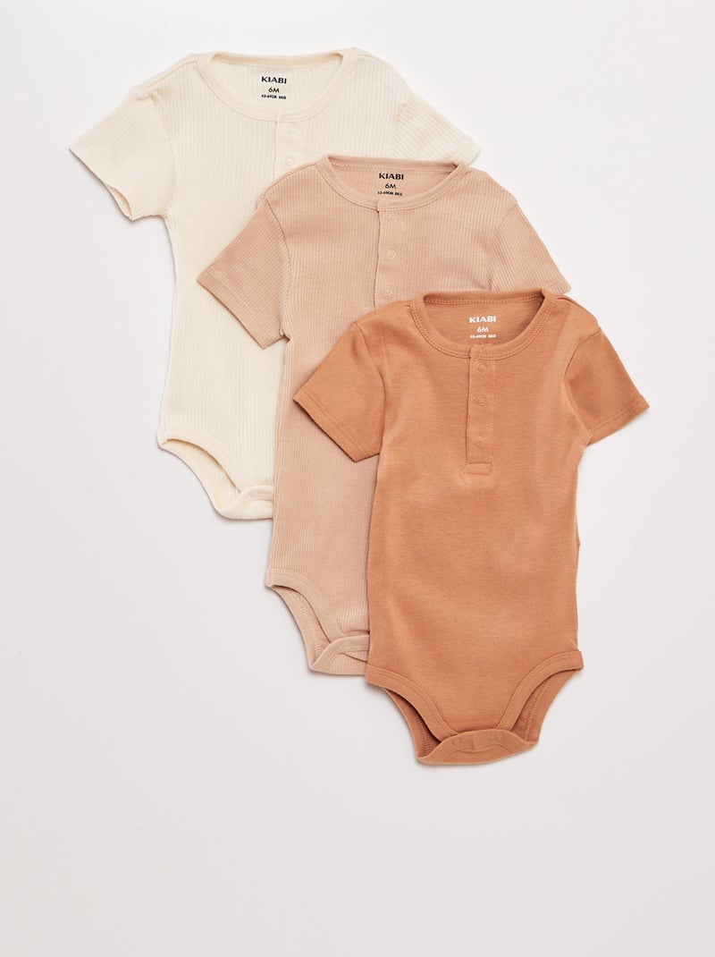 Pack de 3 bodies de manga corta BEIGE - Kiabi