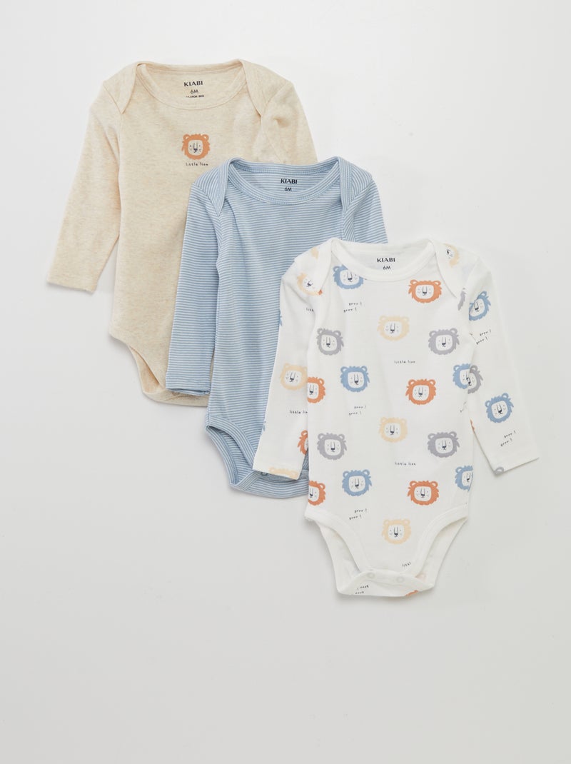 Pack de 3 bodies de manga larga BEIGE - Kiabi