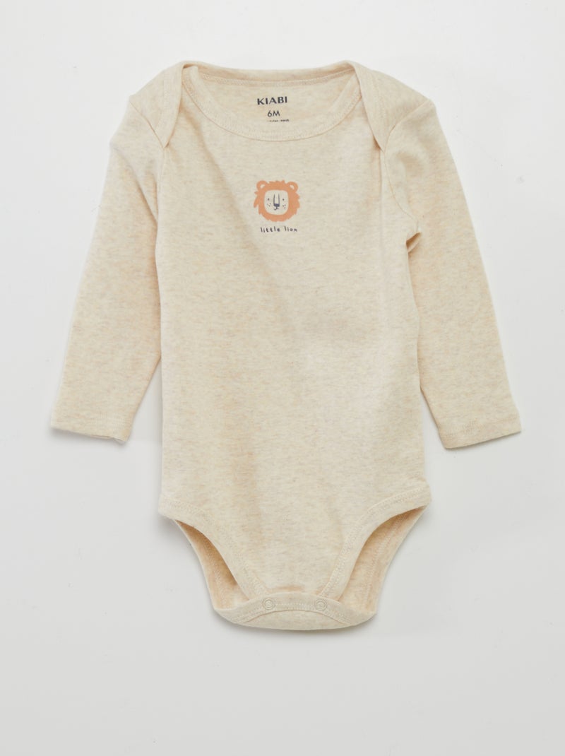 Pack de 3 bodies de manga larga BEIGE - Kiabi