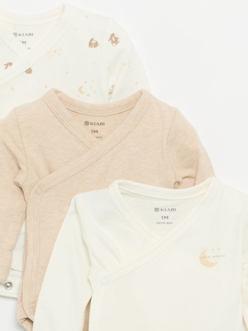 Pack de 3 bodies de manga larga Blanco - Kiabi