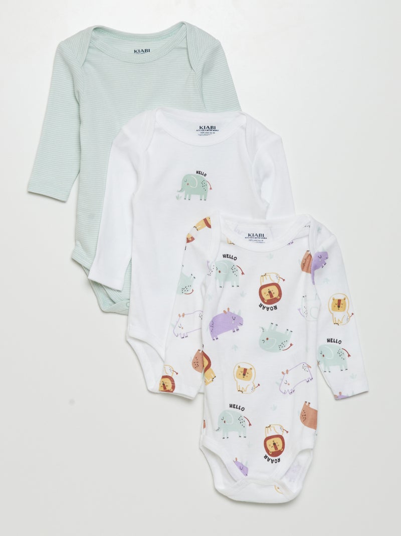 Pack de 3 bodies de manga larga BLANCO - Kiabi