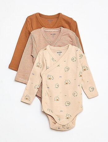 Pack de 3 bodies de manga larga con abertura a presión