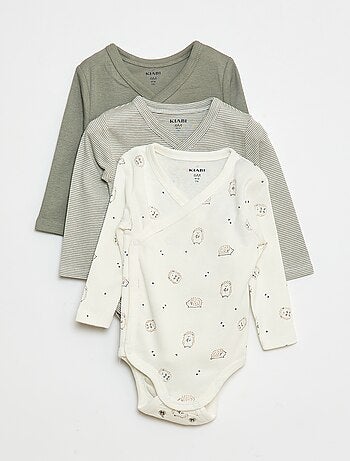 Pack de 3 bodies de manga larga con abertura a presión