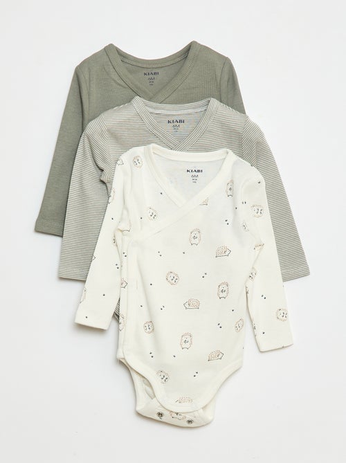 Pack de 3 bodies de manga larga con abertura a presión - Kiabi Pack de 3 bodies de manga larga con abertura a presión - Kiabi
