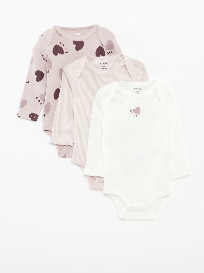 Pack de 3 bodies de manga larga Purpura - Kiabi