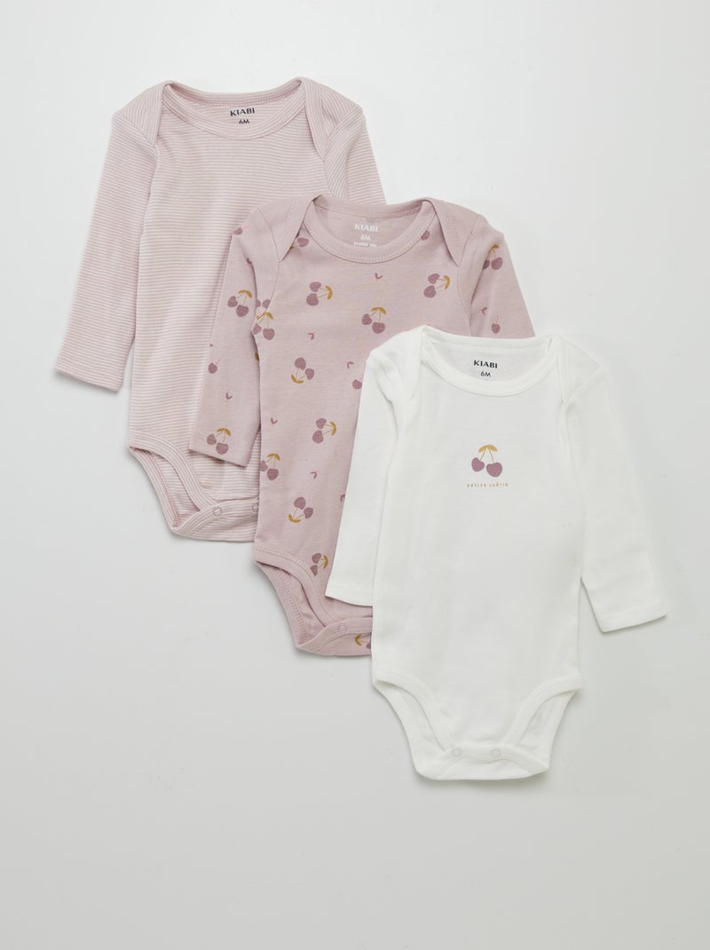 Pack de 3 bodies de manga larga ROSA - Kiabi