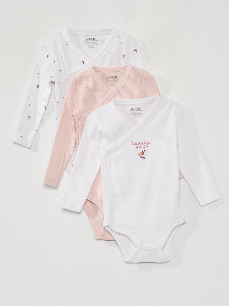 Pack de 3 bodies de punto canalé - 3 piezas BLANCO - Kiabi