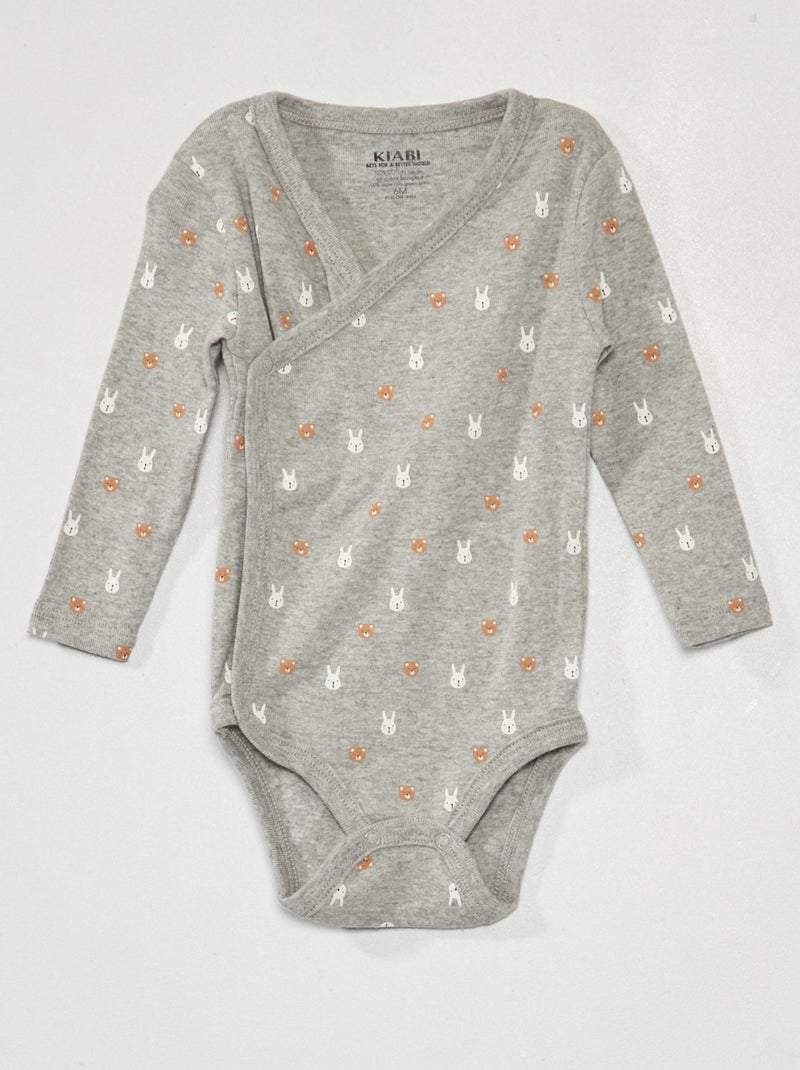 Pack de 3 bodies de punto canalé - 3 piezas GRIS - Kiabi
