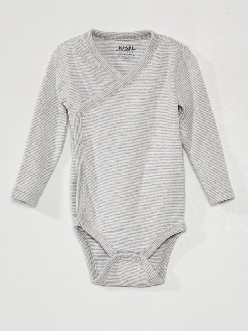 Pack de 3 bodies de punto canalé - 3 piezas GRIS - Kiabi