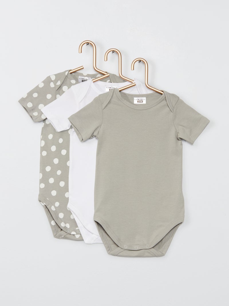 Pack de 3 bodies 'DIM' BEIGE - Kiabi