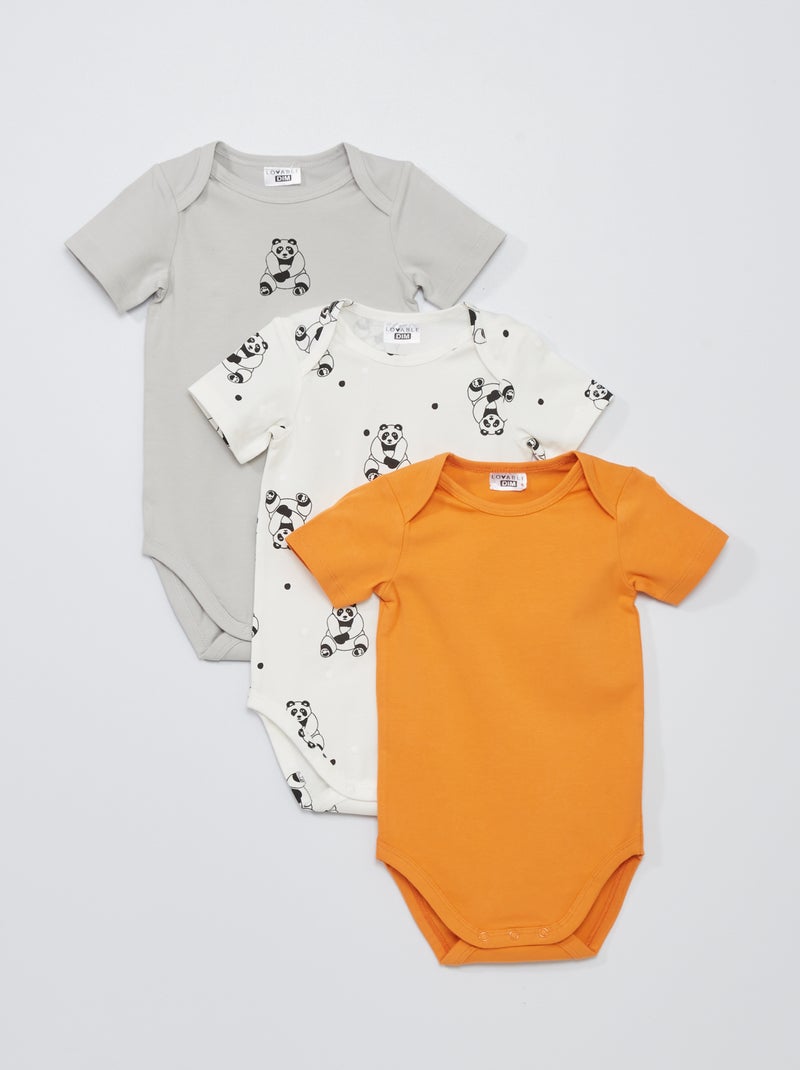 Pack de 3 bodies 'DIM' BEIGE - Kiabi