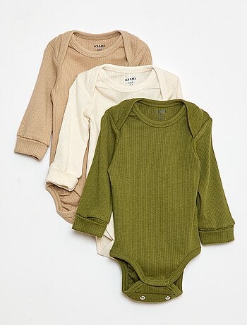 Pack de 3 bodies evolutivos cuello americano y manga larga