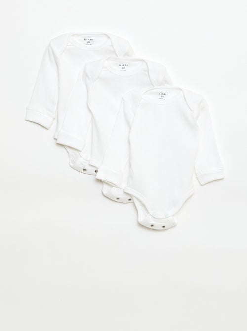 Pack de 3 bodies evolutivos cuello americano y manga larga - Kiabi