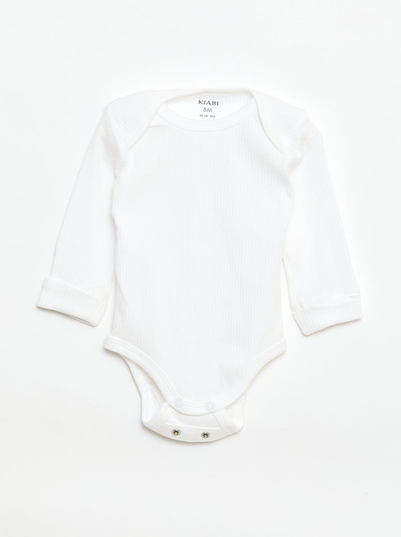 Pack de 3 bodies evolutivos cuello americano y manga larga Blanco - Kiabi