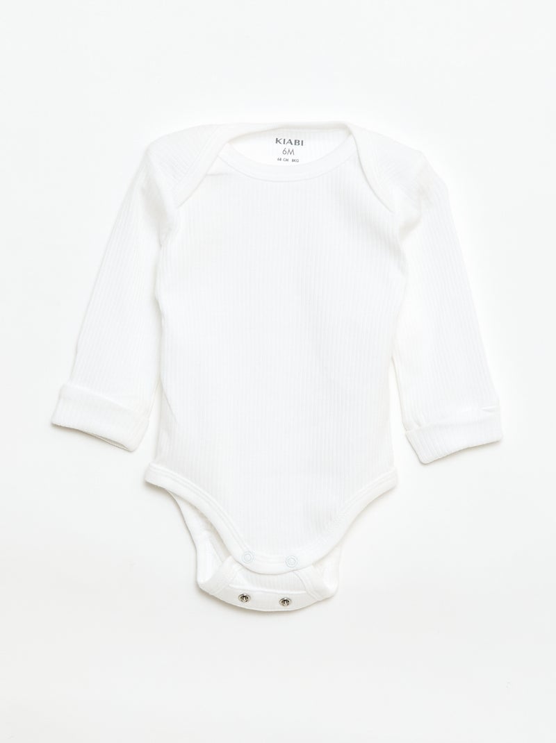 Pack de 3 bodies evolutivos cuello americano y manga larga Blanco - Kiabi