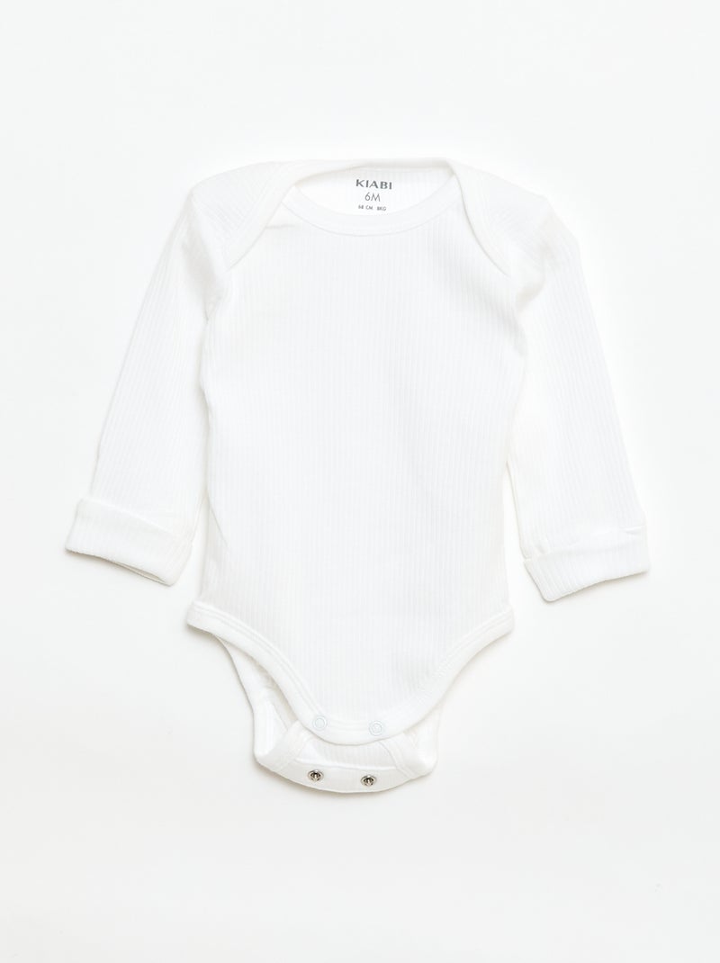 Pack de 3 bodies evolutivos cuello americano y manga larga Blanco - Kiabi