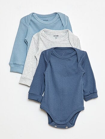Pack de 3 bodies evolutivos de cuello americano y manga larga