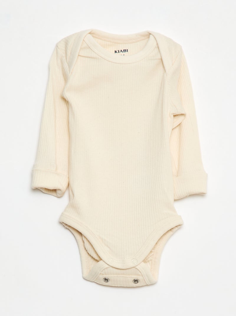 Pack de 3 bodies evolutivos de cuello americano y manga larga Beige - Kiabi