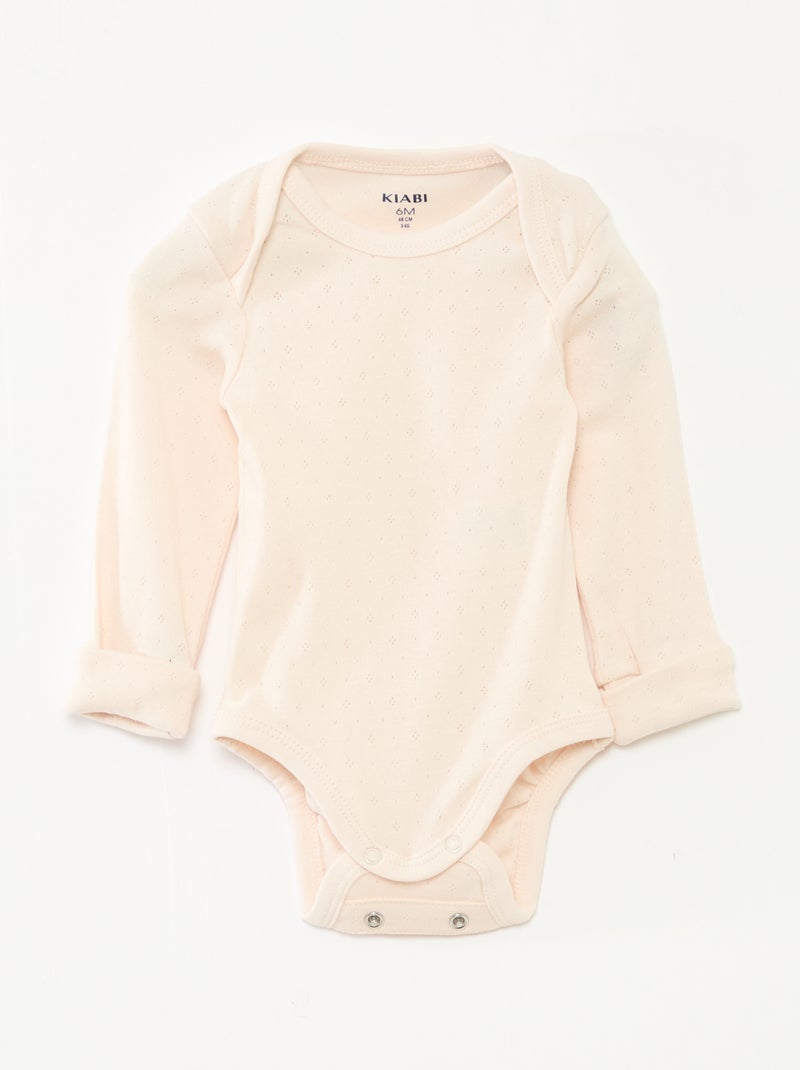 Pack de 3 bodies evolutivos de cuello americano y manga larga Rosa - Kiabi